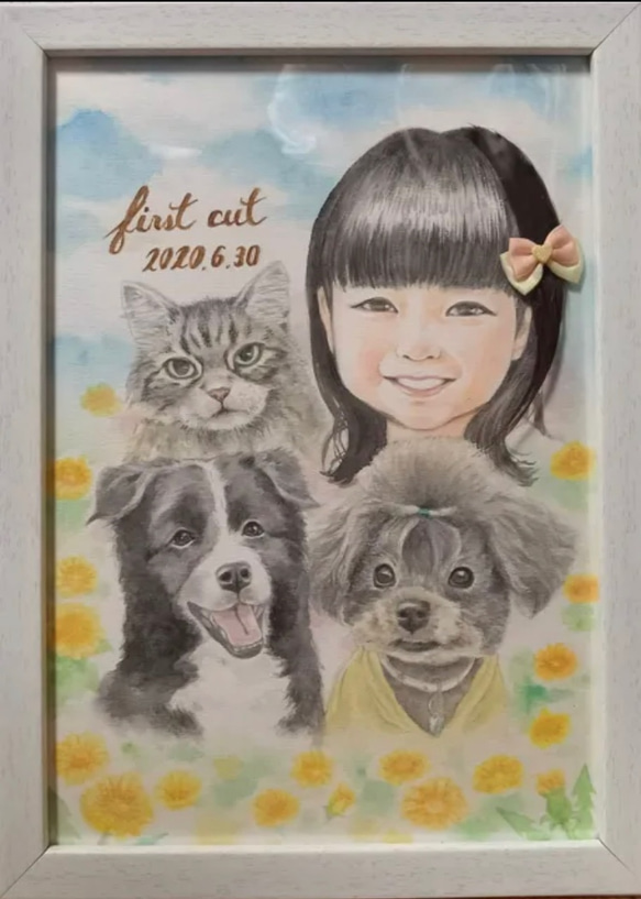 ワンちゃん水彩画にがおえオーダー（ペット似顔絵犬さん・うちの子イラスト）売上一部を保護犬猫活動に寄付 4枚目の画像