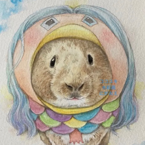 モルモット・ハムスターにがおえ・水彩画似顔絵オーダー（うちの子 