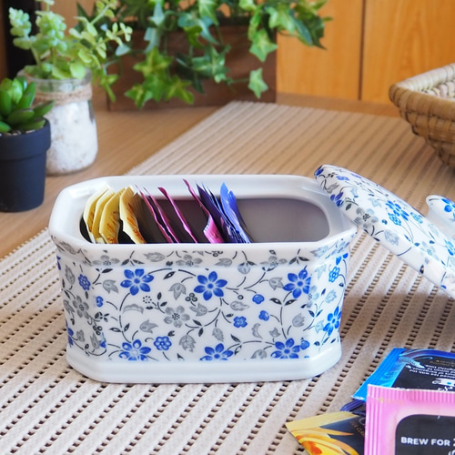 瀬戸焼 ティーバッグキャニスター アマリリス コットンケースや小物