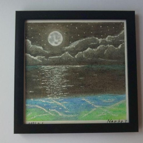 月光」オイルパステル原画 絵画 Naoko.T 通販 11929687｜Creema 