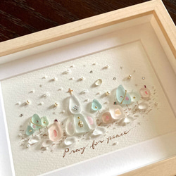 祈りの夜5 シーグラス／天然石／フレームアート／雪景色／冬／星空