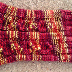 手編みソックス　赤や黄色のにぎやかカラー 3枚目の画像