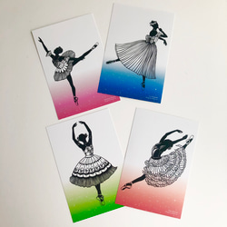 バレエ切り絵ポストカード4種セット 3枚目の画像