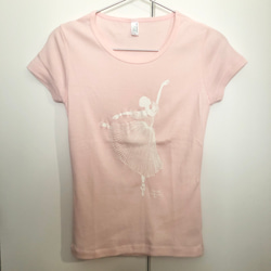 SALE★Sサイズ★パステルピンク★バレエ切り絵Tシャツ★【ジゼルアラベスク】 1枚目の画像