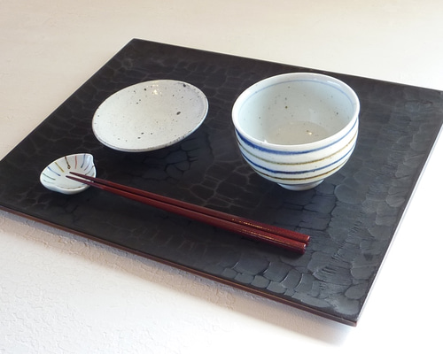 【漆器のアソベ　尺2サイズ　卓上膳×5客】天然木製　クツワ型　布目溜塗 1_eb8b50cd73897994cf1a7908518b