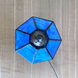 【送料無料】ステンドグラス ミニランプ（ブルー） オールハンドメイド 6枚目の画像