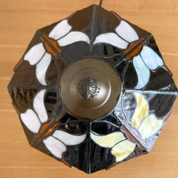 【送料無料】ステンドグラス ナイトランプ（バタフライ／パープル） オールハンドメイド 4枚目の画像