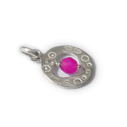 ★免運費 [Silver925] 心形和圓形銀色療癒項鍊，鑲有搖曳的粉紅瑪瑙，這是一種增強魅力的寶石。 第3張的照片