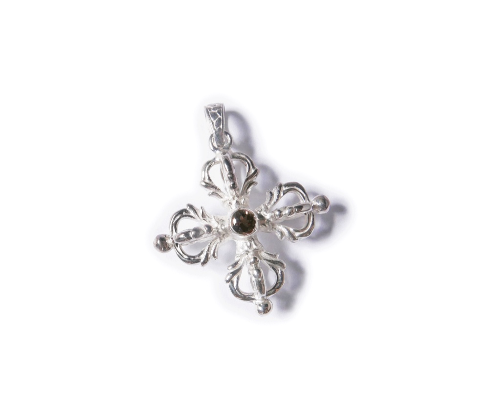 ✼Silver925✼スモーキークォーツのペンダント༺バリ島の僧侶の祈祷＆浄化 •☆• 波動を清めるダブルバルジャ༻