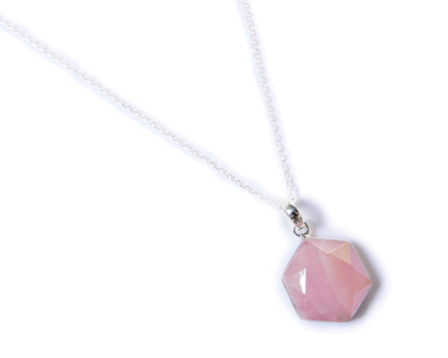 ✼シルバー925✼六角形・六芒星のローズクォーツ༺宇宙とつながる