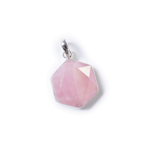 ✼シルバー925✼六角形・六芒星のローズクォーツ༺宇宙とつながる