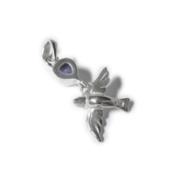 送料無料[Silver925]小鳥とハート型のアメジスト（紫水晶）のヒーリングペンダント （バリの僧侶による祈祷＆浄化） 4枚目の画像