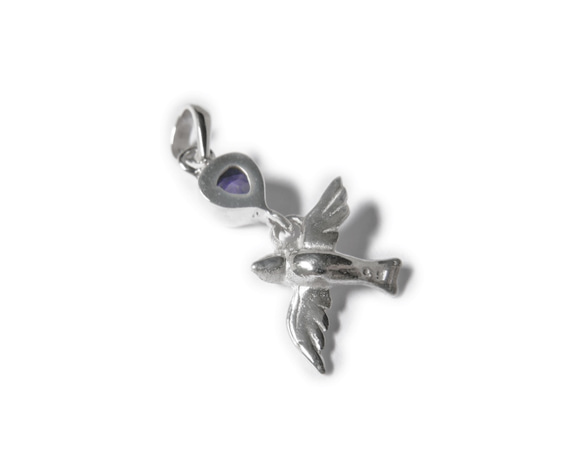 免運費 [Silver925] 小鳥與心形紫水晶療癒項鍊（峇裡島僧侶的祈禱與淨化） 第5張的照片