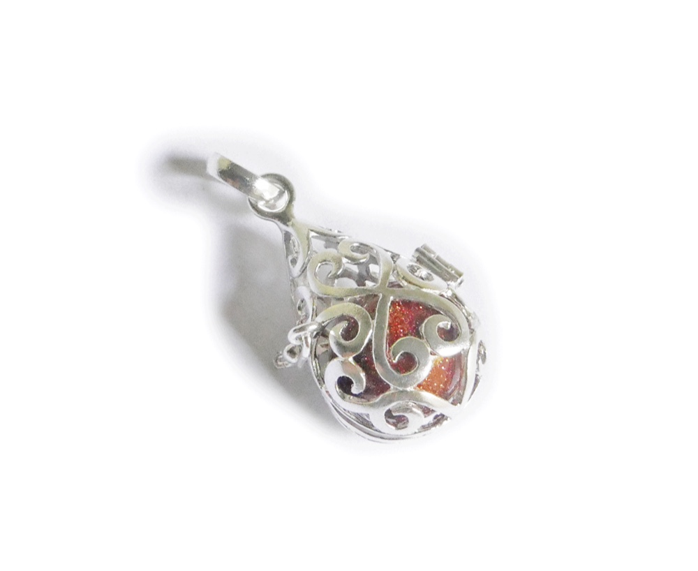 ✼プラチナ加工✼ゴールデンサンドストーンのペンダントトップ༺ぱかりと開けられる•*•ハートのドロップ型༻天然石プレゼント