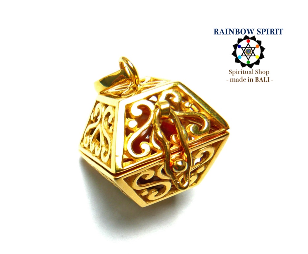 ✼純金加工✼ 天然石アクセサリー・ジャスパーのペンダントトップ༺ぱかりと開けられる•*•ハートのスクエアボックス型宝箱༻