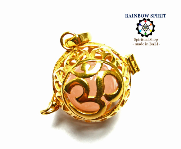 ★免費送貨 ★ [K24RGP] 純金塗層吊墜（玫瑰石英），可讓您取出巴厘島之神“OM”的內容 第1張的照片