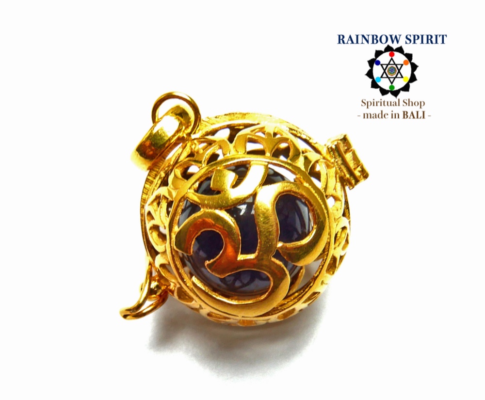 ✼純金加工✼天然石・アメジストのペンダントトップ༺ぱかりと開けられる•*•宇宙と繋げるOM・バリ島の神様༻アクセサリー