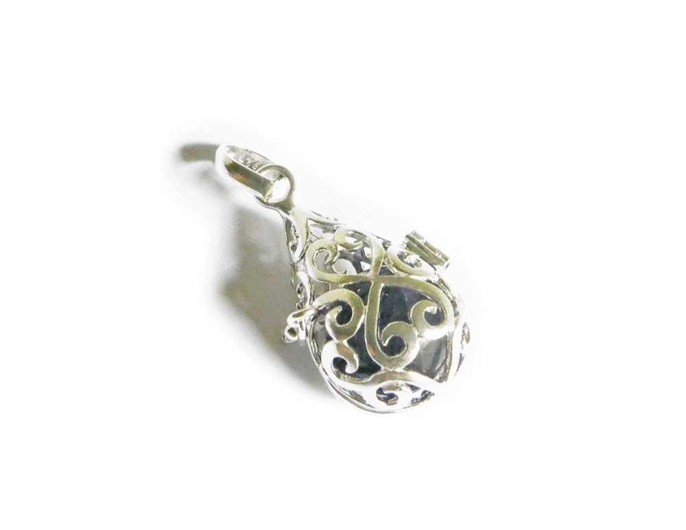 ✼シルバー925✼天然石・アメジストのペンダントトップ༺ぱかりと開けられる•*•エレガントなハートのドロップ型༻誕生日