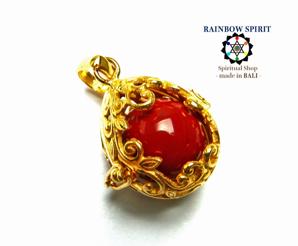 ✼純金加工✼ジャスパーのペンダントトップ༺ぱかりと開けられる•*•エレガントな卵型༻天然石アクセサリー/誕生日プレゼント