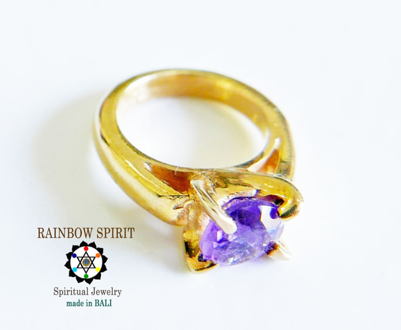 包郵 [GOLD K24RGP] 純金塗層吊墜/紫水晶嬰兒戒指/二月誕生石/禮物/嬰兒禮物 第7張的照片