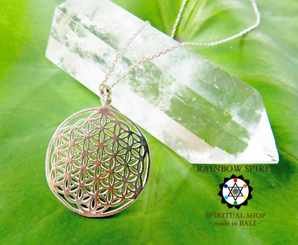 ★送料無料[シルバー製]宇宙のヒーリングエネルギーの神聖幾何学/フラワーオブライフFlower of Life・32mm 4枚目の画像