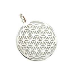 ★送料無料[シルバー製]宇宙のヒーリングエネルギーの神聖幾何学/フラワーオブライフFlower of Life・32mm 3枚目の画像