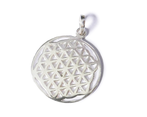 プラチナ加工☆神聖幾何学模様/フラワーオブライフのペンダント/直径