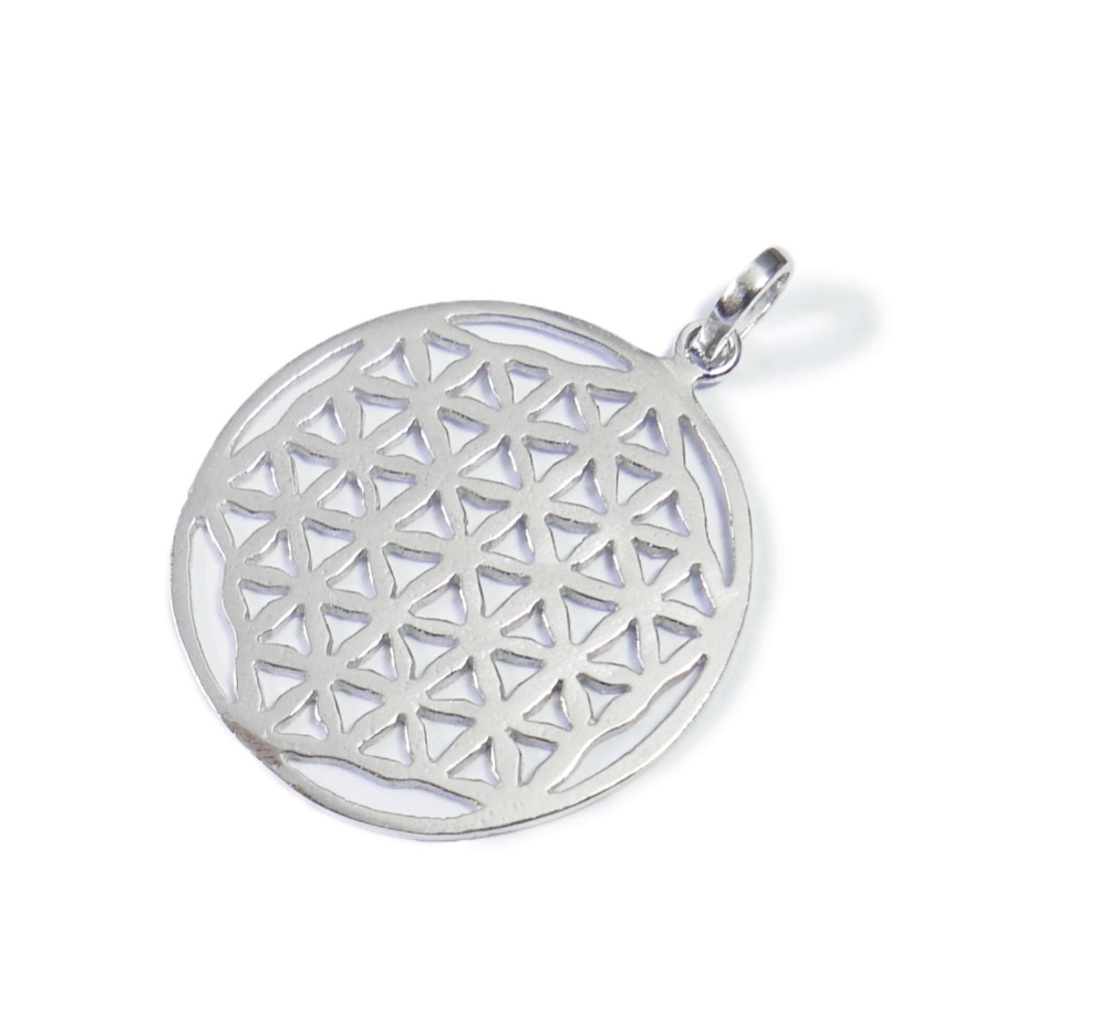 プラチナ加工☆神聖幾何学模様/フラワーオブライフのペンダント/直径28mm༺魂と調和、目醒め•*•ヒーリングエネルギー༻