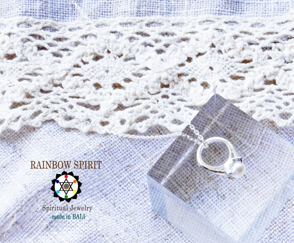 ✼プラチナ加工✼ 真珠のネックレス/6月誕生石༺バリ島の僧侶の祈祷＆浄化•♡•ベビーリング༻ 誕生日プレゼント/出産祝い