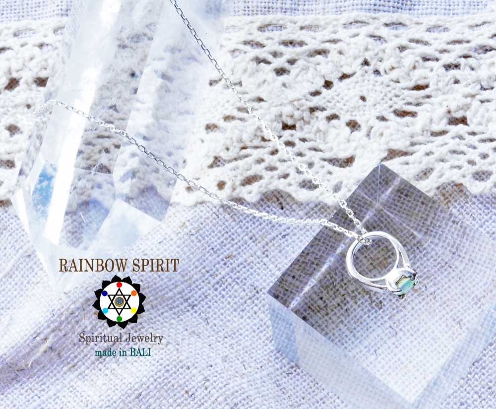 ✼プラチナ加工✼ オパールのネックレス/10月誕生石༺バリ島の僧侶の祈祷＆浄化•♡•ベビーリング༻誕生日ギフト/出産祝い