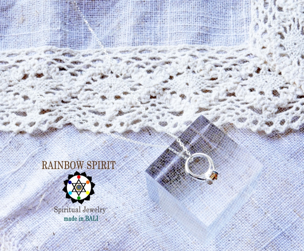 ✼プラチナ加工✼ シトリンのネックレス/11月誕生石༺バリ島の僧侶の祈祷＆浄化•♡•ベビーリング༻誕生日ギフト/出産祝い