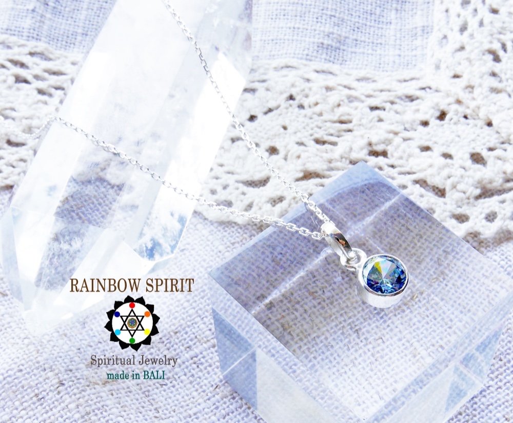 ✼SILVER✼アクアマリン/6mm/3月誕生石༺バリ島の僧侶の祈祷＆浄化❥ヒーリングネックレス༻誕生日ギフト/出産祝い