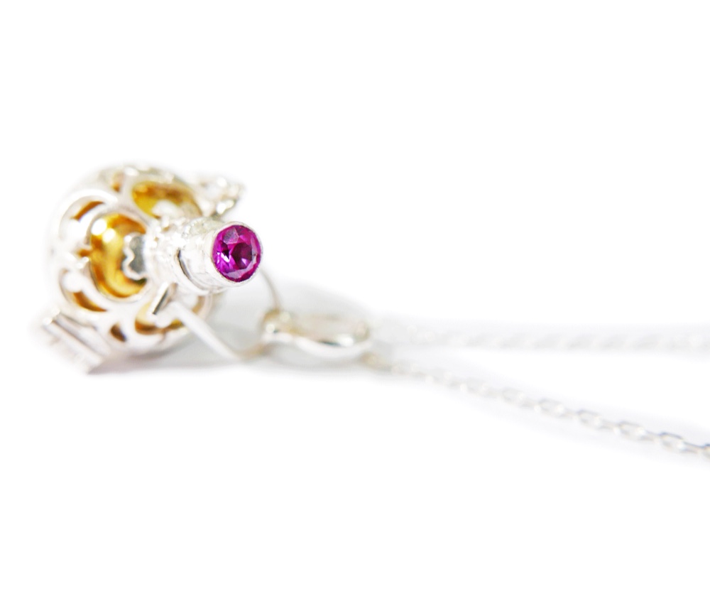 ✼プラチナ加工✼ ルビーのガムランボール/7月誕生石༺揺らすとシャラン♪癒しの音色が響く♪•*•ヒーリングネックレス༻