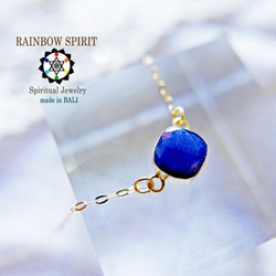 【金色K18YG】藍寶石18k黃金項鍊（9月誕生石）（附K18郵票） 第2張的照片