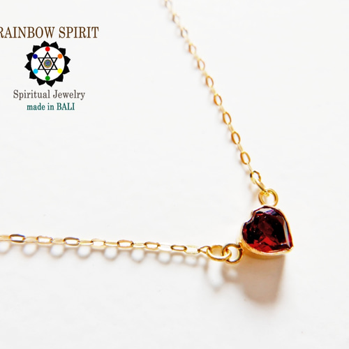 ☆送料無料☆【GOLD K18YG】 バリ島のハート型のガーネットの18金