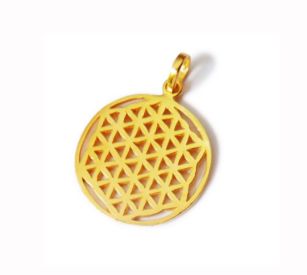 〔純金加工〕神聖幾何学模様/フラワーオブライフのペンダント/直径22mm༺魂と調和、目醒め•*•ヒーリングエネルギー༻