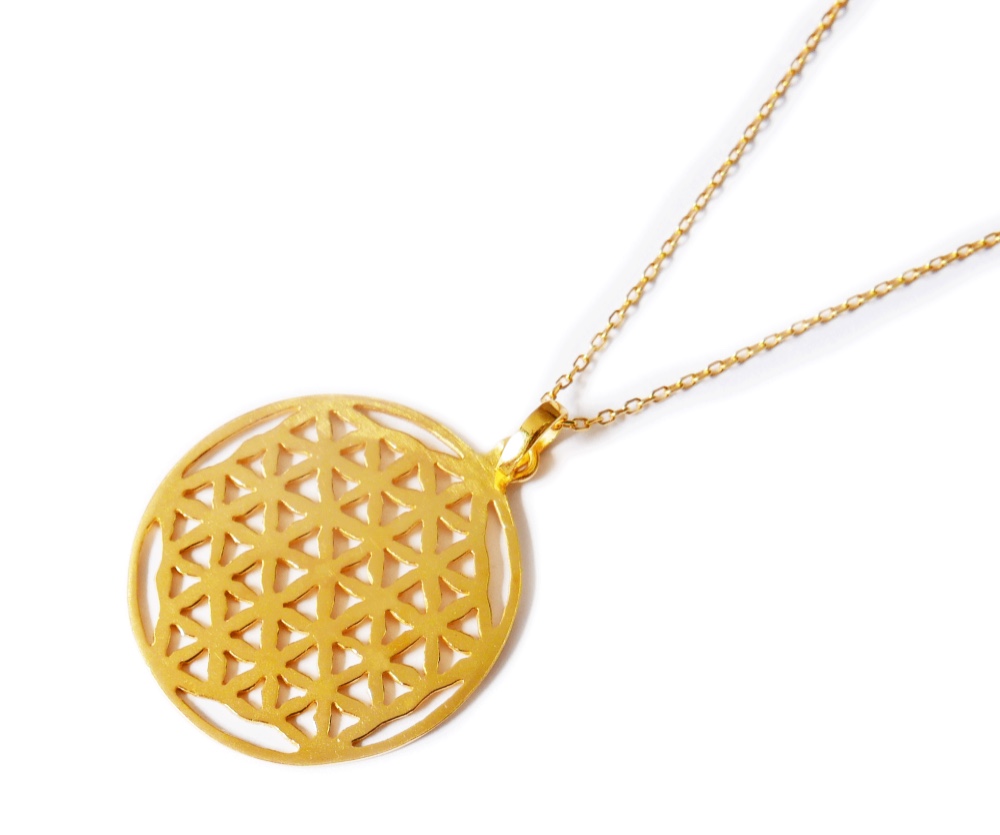 〔純金加工〕神聖幾何学模様/フラワーオブライフのネックレス/直径28mm༺魂と調和、目醒め•*•ヒーリングエネルギー༻