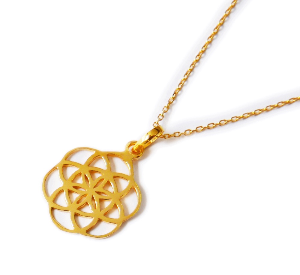 〔純金加工〕✼神聖幾何学模様/シードオブライフのネックレス✼༺魂と調和、目醒め•*•ヒーリングエネルギー༻ プレゼント