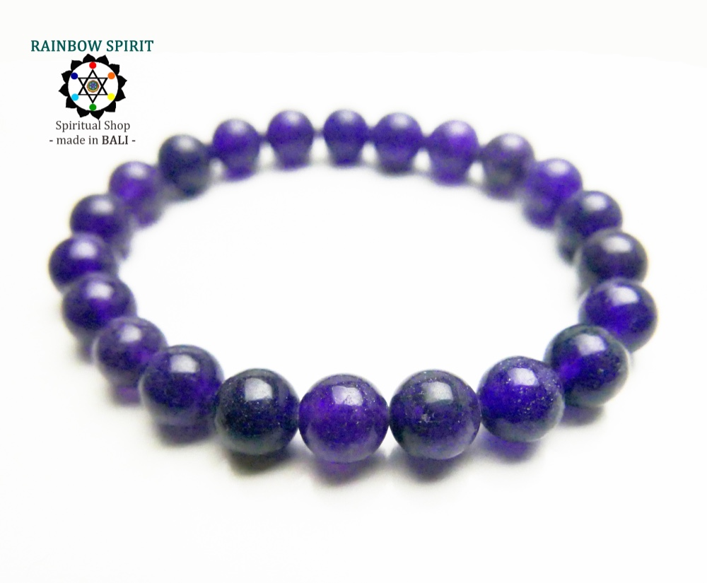 •✼送料無料✼•アメジスト/直径10mm/フリーサイズ༺バリ島の僧侶の祈祷＆浄化 •♡• ヒーリングブレスレット༻