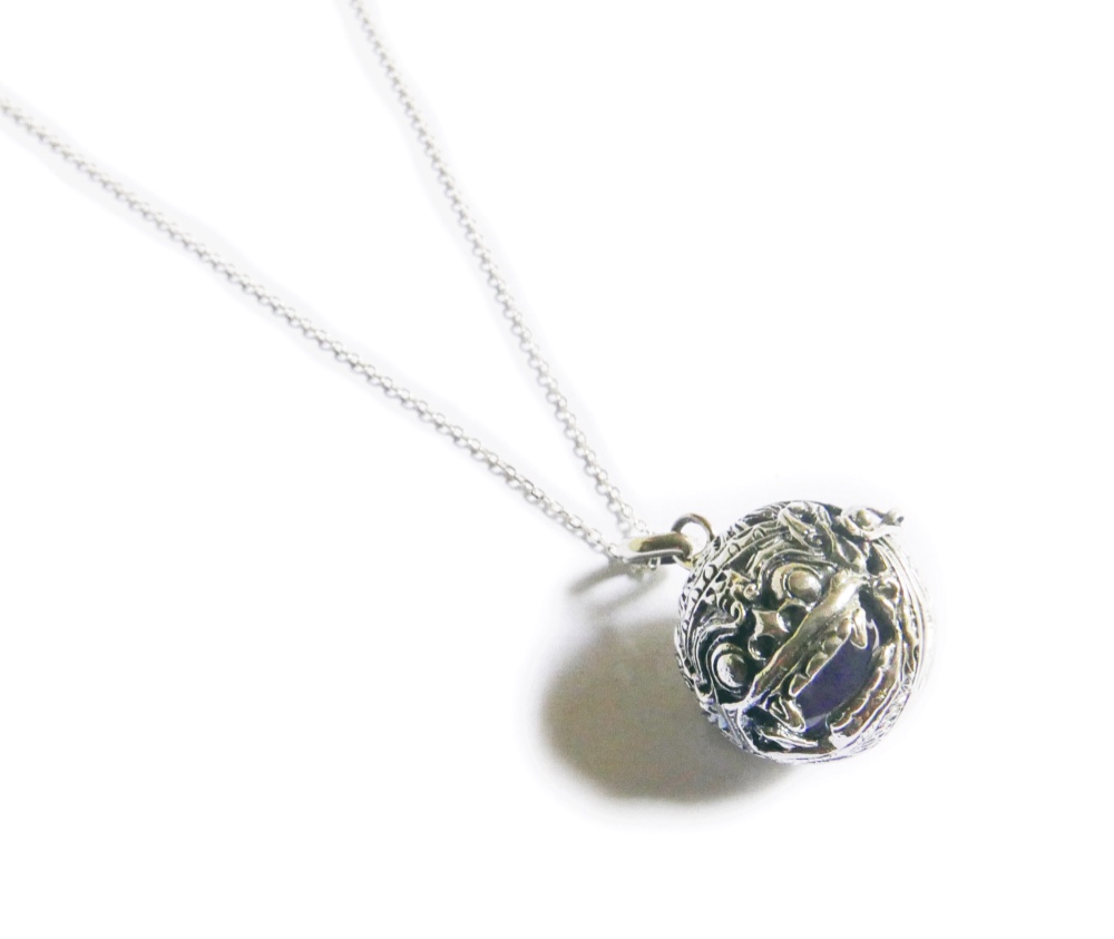 ✼シルバー925✼アメジストのネックレス༺ぱかりと開けられる•*•幸運を呼ぶ聖なるバロン༻天然石アクセサリー/メンズ男性