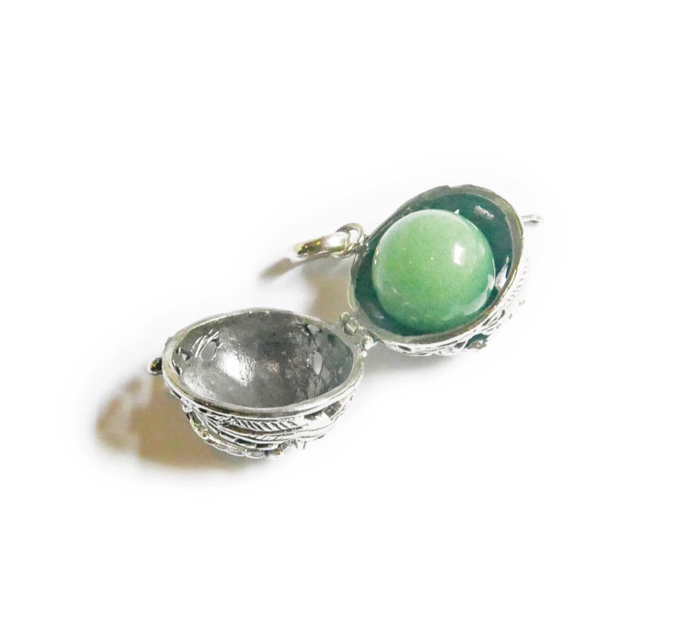 ✼シルバー925✼アベンチュリンのネックレス༺ぱかりと開けられる•*•幸運を呼ぶ聖なるバロン༻天然石アクセサリー/メンズ