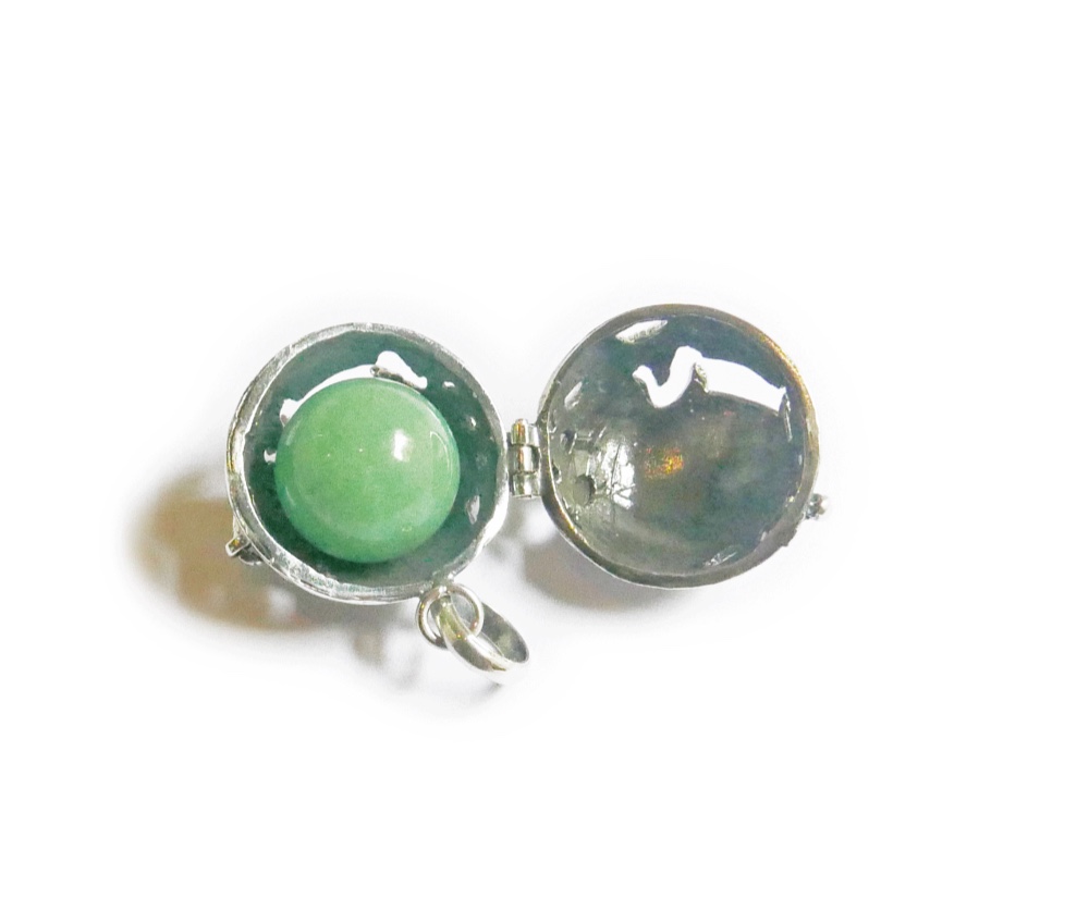 ✼シルバー925✼アベンチュリンのネックレス༺ぱかりと開けられる•*•幸運を呼ぶ聖なるバロン༻天然石アクセサリー/メンズ