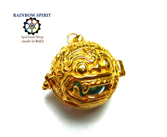 ★免費送貨★★[金K24RGP]巴厘島神“男爵”的純金塗層項鍊可以取出（石青） 第8張的照片