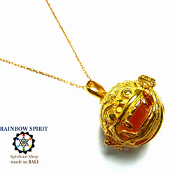 包郵【GOLD K24RGP】可以取出巴厘島神“男爵”內容物的純金塗層項鍊（水晶/水晶） 第1張的照片