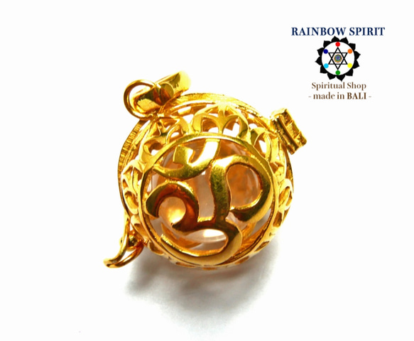 ★免運費 [K24RGP] 純金塗層項鍊（水晶），可讓您取出巴厘島之神“OM”的內容 第3張的照片