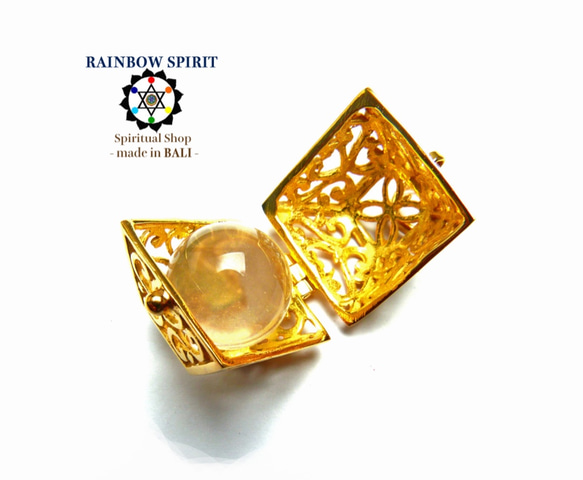 包郵【GOLD K24RGP】心形方形純金鍍金項鍊（水晶） 第2張的照片