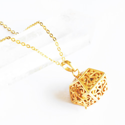 包郵【GOLD K24RGP】心形方形純金鍍金項鍊（水晶） 第8張的照片