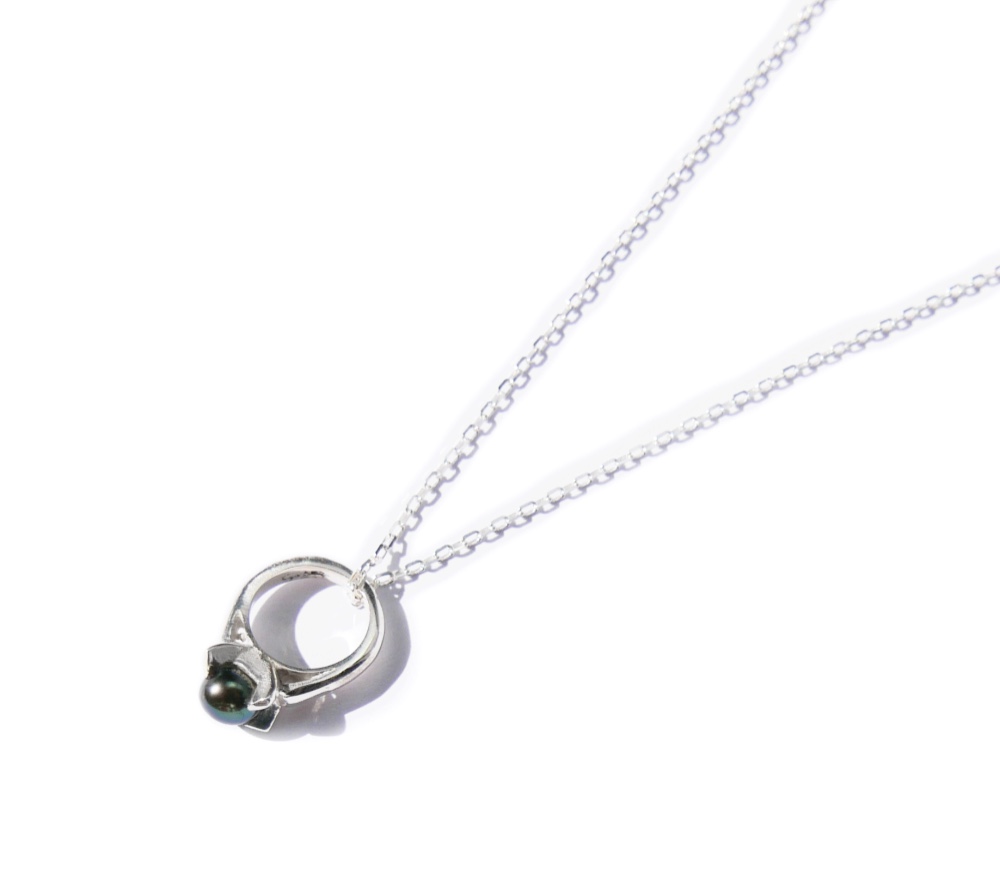 ✼プラチナ加工✼ 黒真珠のネックレス/6月誕生石༺バリ島の僧侶の祈祷＆浄化•♡•ベビーリング༻誕生日ギフト/出産祝い人気