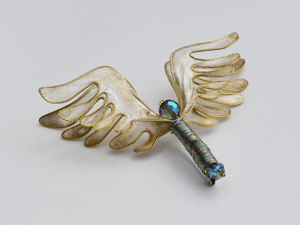 (ディップジュエリー) 比翼鳥 ブローチ(金色)
