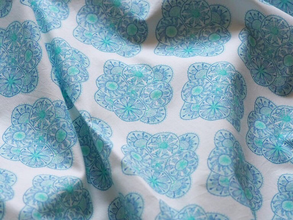 【nomichi】original fabric nanduti(blue) カットクロス 50×50cm 6枚目の画像